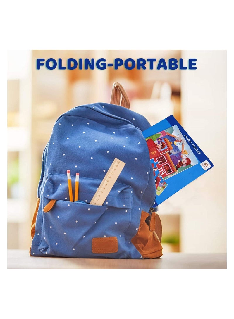 SYOSI ألعاب ألغاز مغناطيسية للأطفال من أعمار 4 5 6 7 8، ثلاث ألغاز خشبية 48 قطعة، كتاب ألغاز شاحنة الإطفاء للأطفال، هدايا حفلات ألغاز للصبيان والبنات، ألعاب و ألعاب سفر للأطفال - Image 5