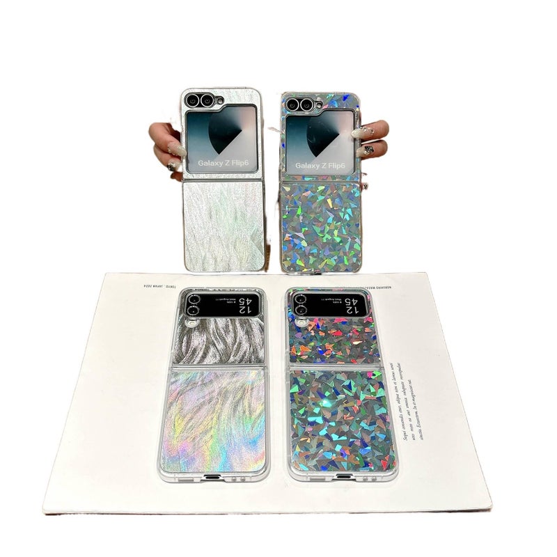 Drop Protection Scratch Resistant PC for Samsung Galaxy Z Flip 5 with Transparent Border in Laser Aurora for Travel - Image 2