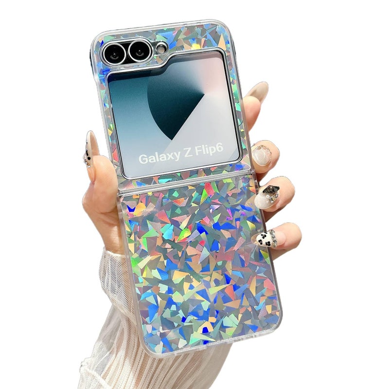 Drop Protection Scratch Resistant PC for Samsung Galaxy Z Flip 5 with Transparent Border in Laser Aurora for Travel - Image 4