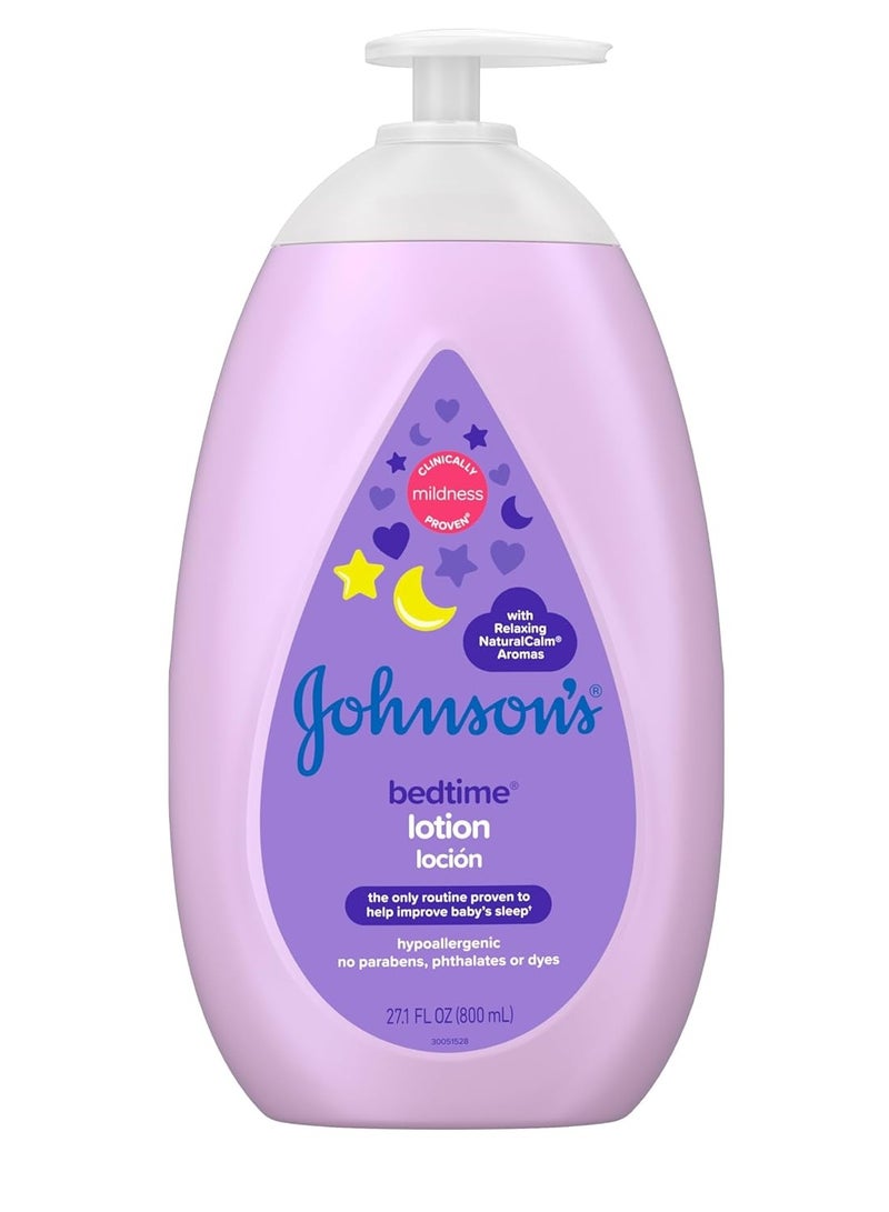 Johnson's Moisturizing Bedtime Baby Lotion with Coconut Oil & NaturalCalm Aromas to Help Relax Baby, Hypoallergenic & Free of Parabens, Phthalates & Dyes, Mild Baby Skin Care, 27.1 fl. Oz - Image 1