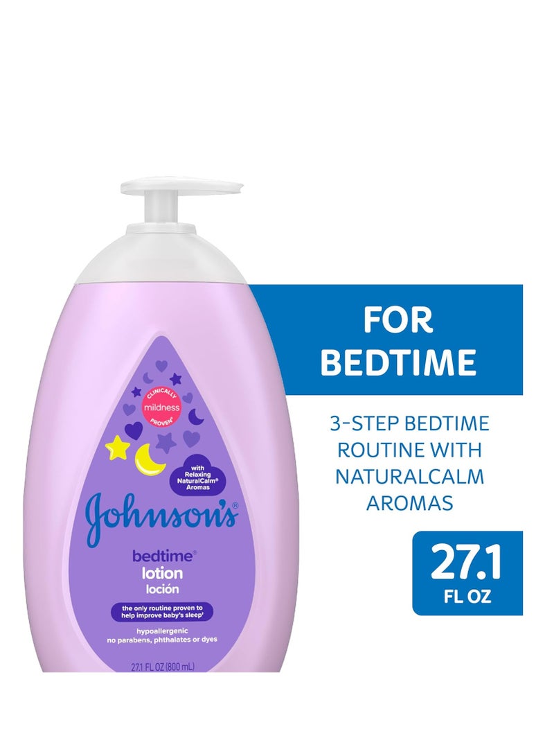 Johnson's Moisturizing Bedtime Baby Lotion with Coconut Oil & NaturalCalm Aromas to Help Relax Baby, Hypoallergenic & Free of Parabens, Phthalates & Dyes, Mild Baby Skin Care, 27.1 fl. Oz - Image 4