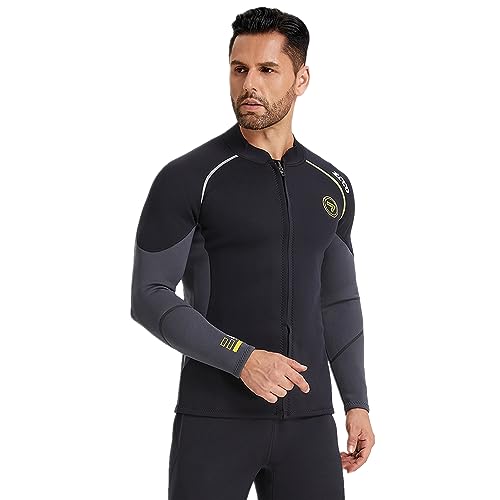 ZCCO Wetsuit Top 3mm Neoprene Jacket for Men with Zipper Long Sleeve Diving Jacket for Swimming, Snorkeling, Scuba Diving & Surfing(3FT-2-3XL) - Image 2