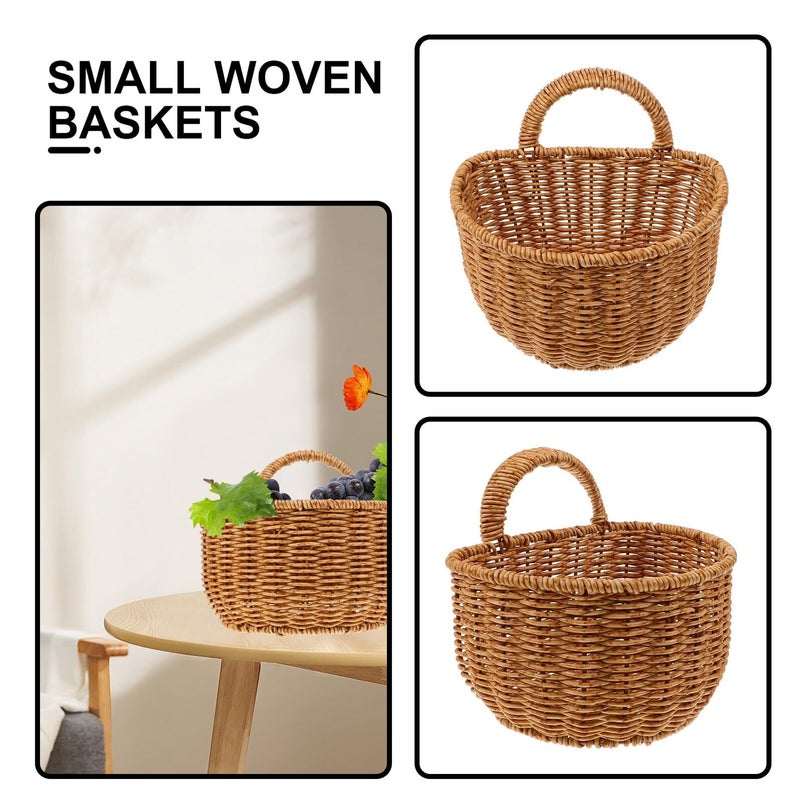 Large Woven Rattan Fruit Basket With Handle Wall Mounted Storage For Kitchen - Image 4