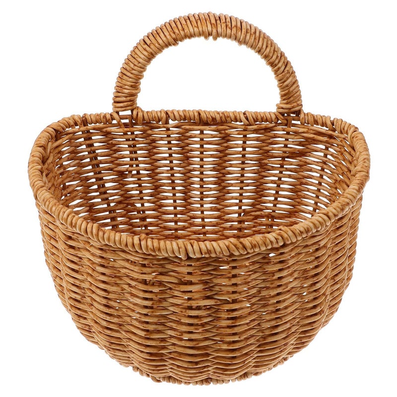 Large Woven Rattan Fruit Basket With Handle Wall Mounted Storage For Kitchen - Image 2