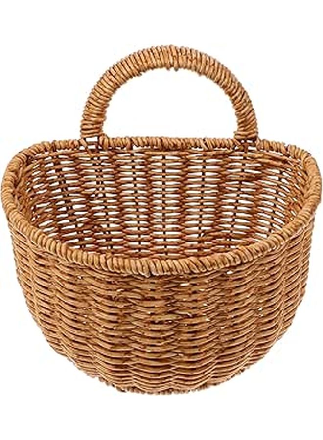Large Woven Rattan Fruit Basket With Handle Wall Mounted Storage For Kitchen - Image 1