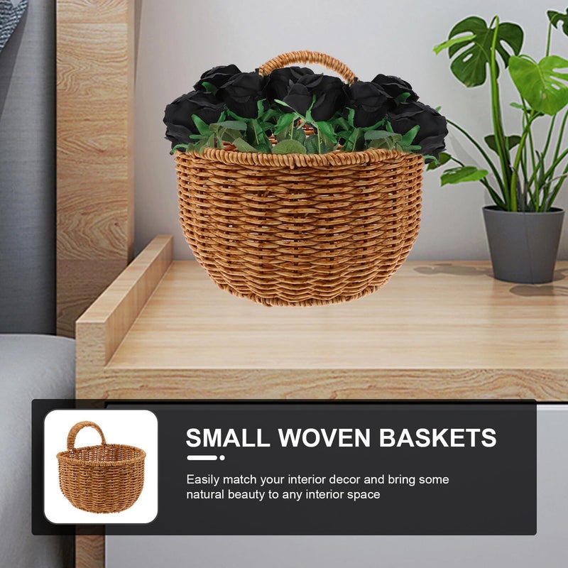 Large Woven Rattan Fruit Basket With Handle Wall Mounted Storage For Kitchen - Image 5