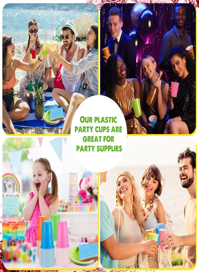 Xinnun 40 Set Neon Glow Party Supplies Plates Cup Napkin Plastic Disposable Tablewares for Glow Party Favor, 9'' Hard Plastic Plates 16 oz Cups Napkins Birthday Dinnerware(Neon) - Image 5