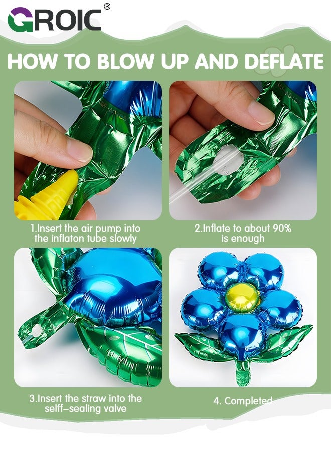 GROIC 12 Pcs Butterfly Balloons,Flower And Butterfly Balloons,Flower Aluminum Foil Balloon,Colorful Spring Mylar Balloons Butterfly Birthday Decorations,Party Balloon Set,Party Supplies - Image 2