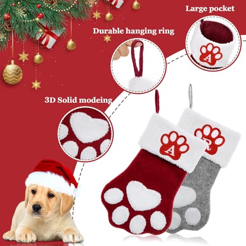 Ulico Dog Stocking with InitialsPet Paw Christmas Stocking with LettersLarge Embroidered Monogram Christmas Stocking for Dogs CatsXmas Stockings for Pets Red B - Image 3
