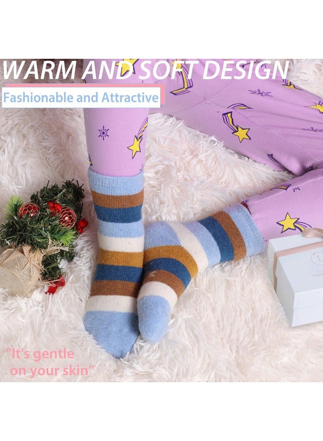 ANTSANG Kids Merino Wool Hiking Socks Toddlers Boys Girls Winter Warm Thick Thermal Crew Boot Heavy Cozy Snow Cabin Gift Snowboarding Socks 6 Pairs for Childs(Color Stripe,4-7Y) - Image 5