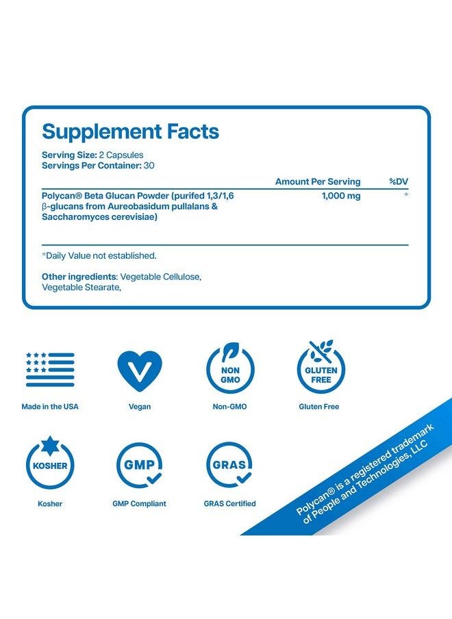 Nutriana - Beta 13D Glucan 1000Mg Immune Support Beta 13 16 Bglucan Supplements 60 Capsules Beta Glucan 1 3D Glucan 500Mg - Image 1