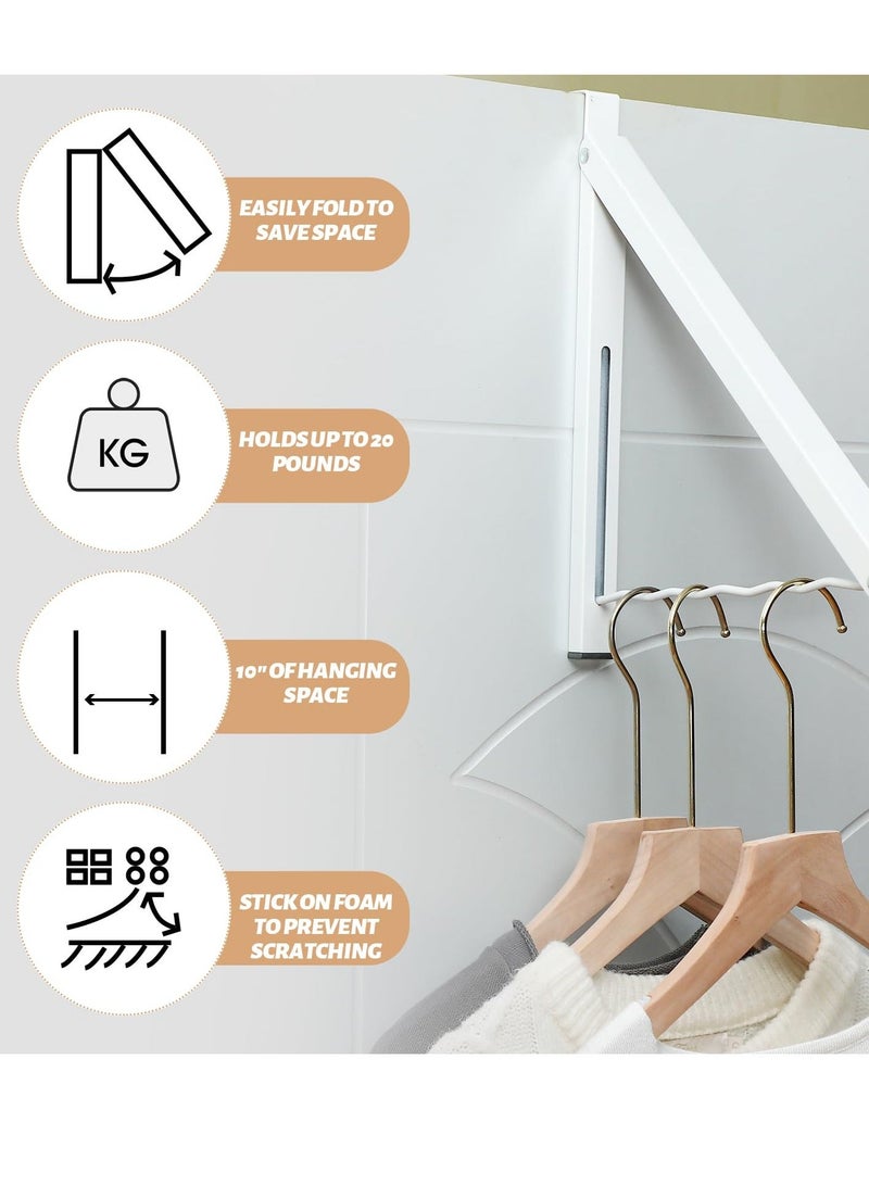 Over the Door Hooks, Over the Door Hanger Organizer, Foldable Single Closet Hanger Hooks, for Hanging Coats Hats Robes Towels Bathroom Bedroom Door Hangers (White) - Image 4