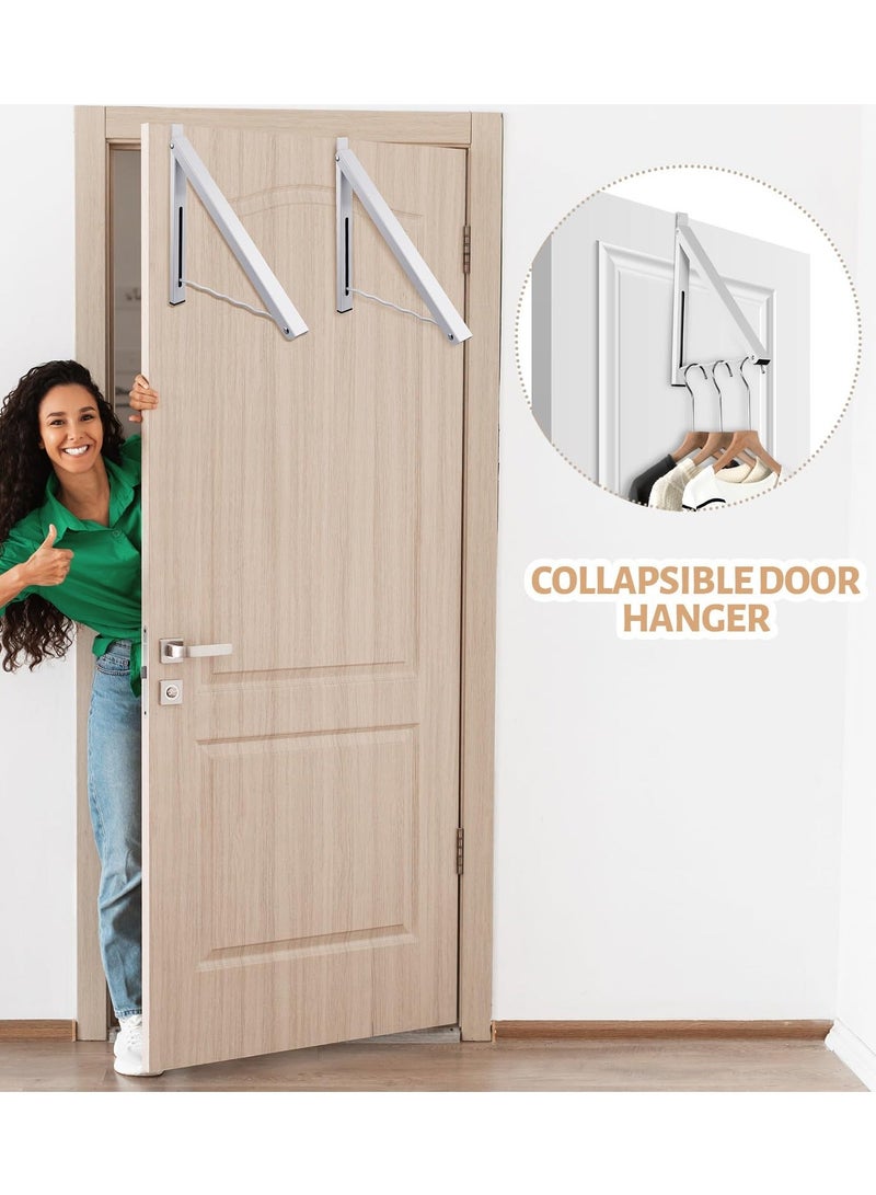 Over the Door Hooks, Over the Door Hanger Organizer, Foldable Single Closet Hanger Hooks, for Hanging Coats Hats Robes Towels Bathroom Bedroom Door Hangers (White) - Image 2