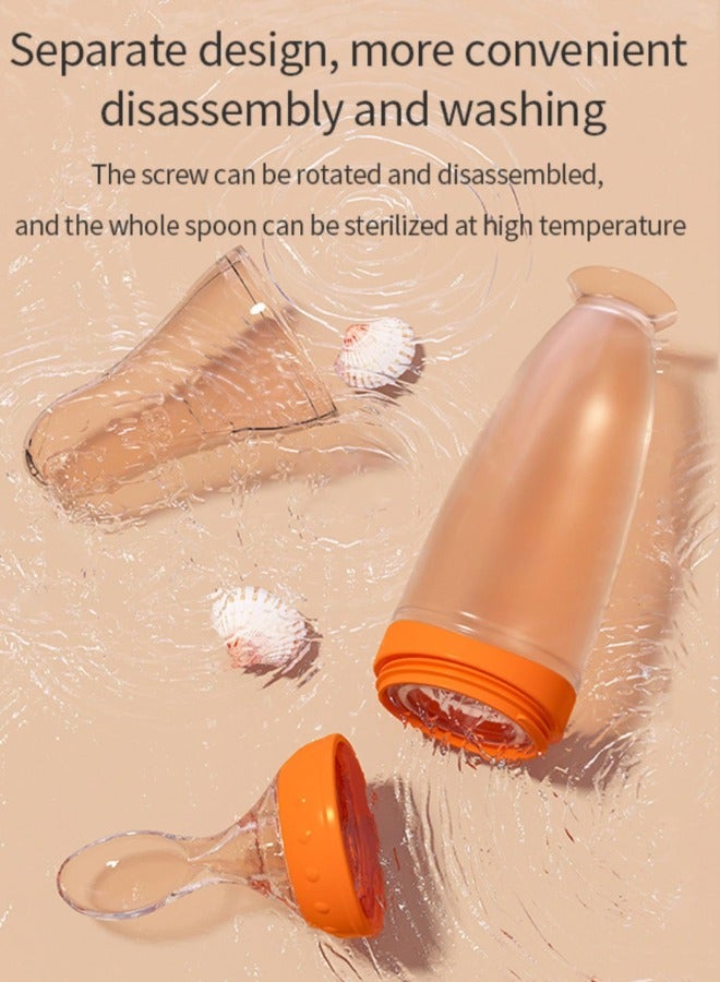 زجاجة تغذية طعام الأطفال من السيليكون مع ملعقة من Twisoo - أداة تغذية بالضغط خالية من مادة BPA سعة 120 مل للأطفال الصغار، مثالية للأطعمة شبه الصلبة والحبوب والهريس وتصميم مضاد للمغص (رمادي) - Image 5