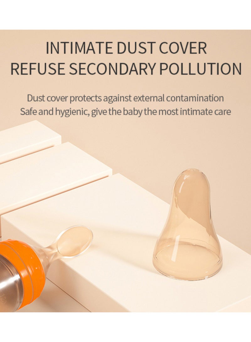 زجاجة تغذية طعام الأطفال من السيليكون مع ملعقة من Twisoo - أداة تغذية بالضغط خالية من مادة BPA سعة 120 مل للأطفال الصغار، مثالية للأطعمة شبه الصلبة والحبوب والهريس وتصميم مضاد للمغص (رمادي) - Image 4