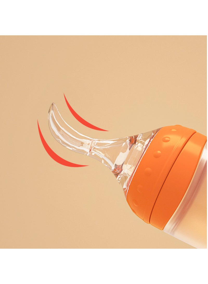 زجاجة تغذية طعام الأطفال من السيليكون مع ملعقة من Twisoo - أداة تغذية بالضغط خالية من مادة BPA سعة 120 مل للأطفال الصغار، مثالية للأطعمة شبه الصلبة والحبوب والهريس وتصميم مضاد للمغص (رمادي) - Image 3