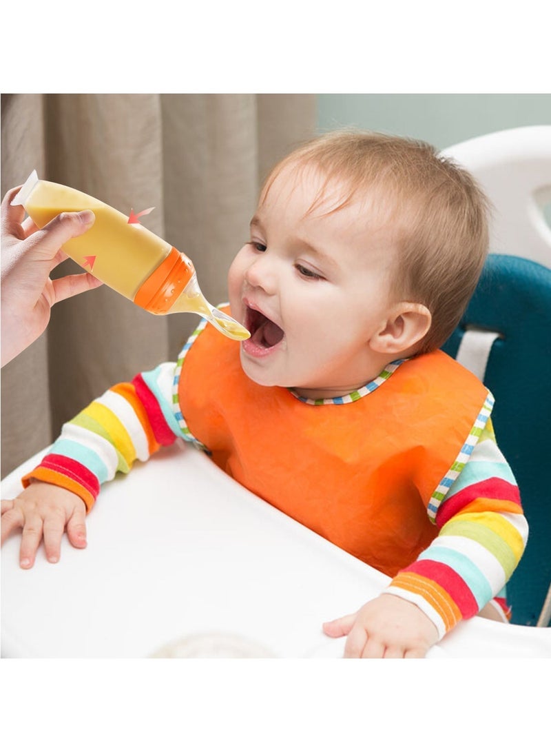 BBET Silicone Baby Food Feeder Bottle with Spoon - 120ML BPA-Free Squeeze Feeder for Toddlers, Ideal for Semi-Solid Foods, Cereals, Purees & Anti-Colic Design (Grey) - Image 2