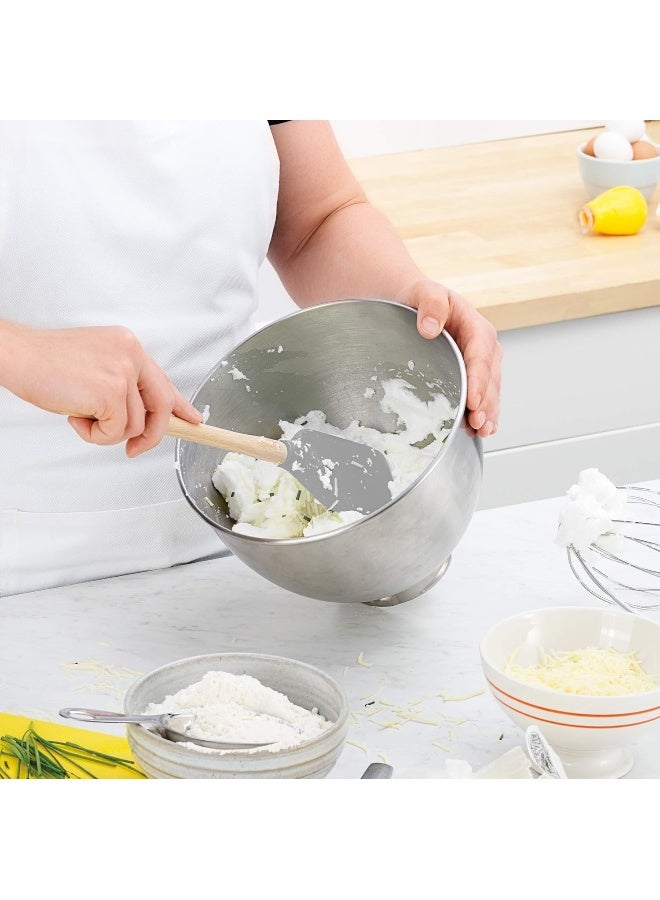 Tovolo Flex Core Wood Handled Silicone Spatula Non Stick Heat Resistant Bpa Free Dishwasher Safe With Removable Angled Head Oyster Grey - Image 1