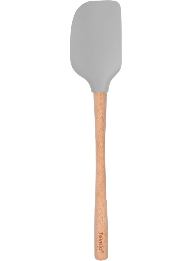 Tovolo Flex Core Wood Handled Silicone Spatula Non Stick Heat Resistant Bpa Free Dishwasher Safe With Removable Angled Head Oyster Grey - Image 2