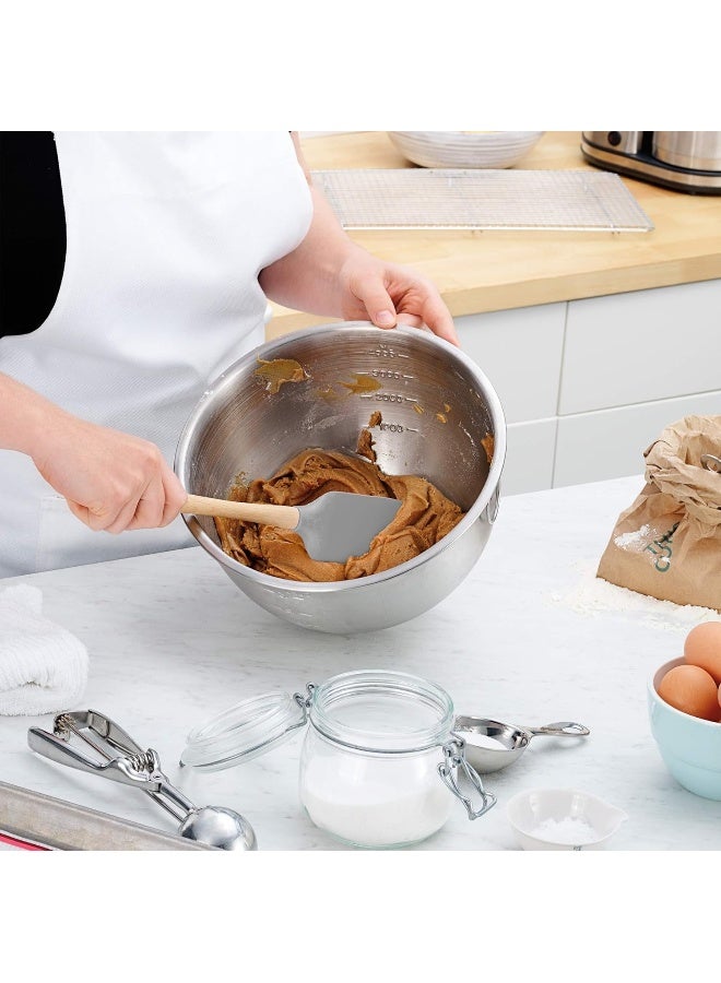 Tovolo Flex Core Wood Handled Silicone Spatula Non Stick Heat Resistant Bpa Free Dishwasher Safe With Removable Angled Head Oyster Grey - Image 4