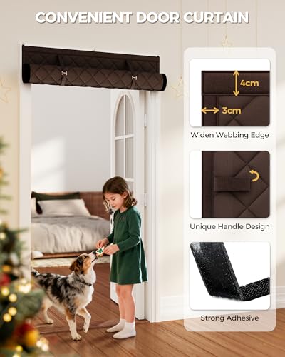 Augblinds Thermal Insulated Door Curtain Fits Door Size 32 x 80 Inch, Oxford Cloth Thicken Cotton Filled, Curtain Size 35" x 82", Single Piece Door Insulation Blanket Cover for Cold in Winter, Brown - Image 4