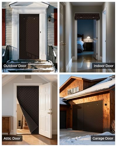Augblinds Thermal Insulated Door Curtain Fits Door Size 32 x 80 Inch, Oxford Cloth Thicken Cotton Filled, Curtain Size 35" x 82", Single Piece Door Insulation Blanket Cover for Cold in Winter, Brown - Image 5