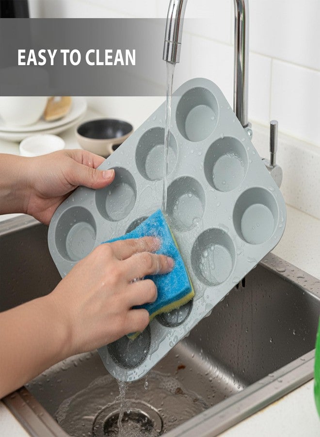 HS WORLD OF HORECA ESSENTIALS HS Silicone 12-Cavity Muffin & Cupcake Baking Tray - Non-Stick Flexible Silicone Mould for Cupcakes, Muffins, Desserts & Snacks - Oven, Microwave & Freezer Safe - Image 3