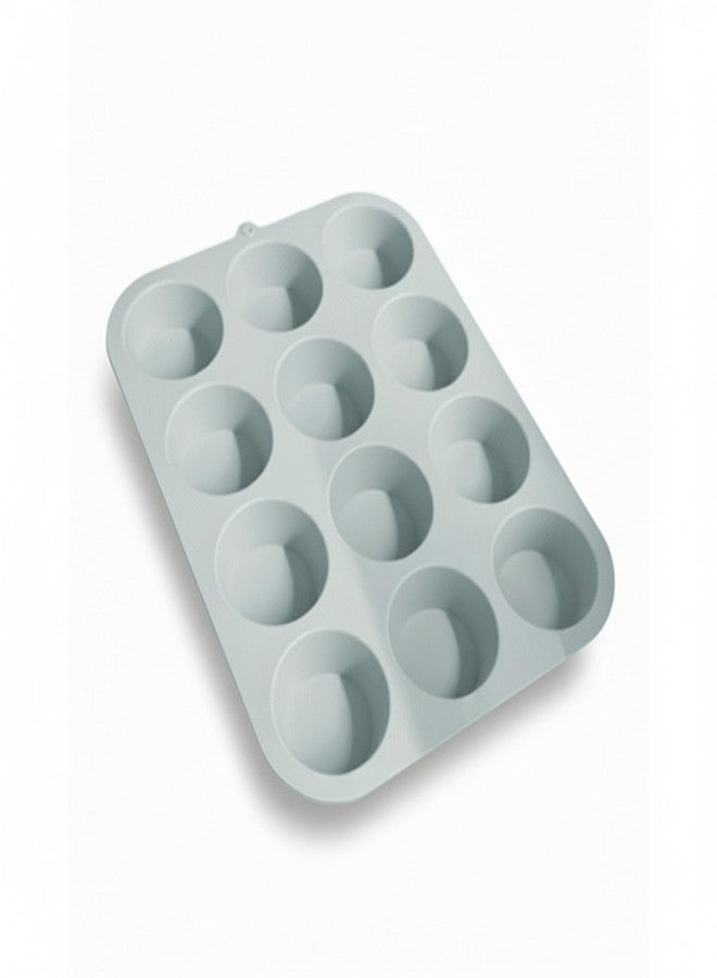 HS WORLD OF HORECA ESSENTIALS HS Silicone 12-Cavity Muffin & Cupcake Baking Tray - Non-Stick Flexible Silicone Mould for Cupcakes, Muffins, Desserts & Snacks - Oven, Microwave & Freezer Safe - Image 1