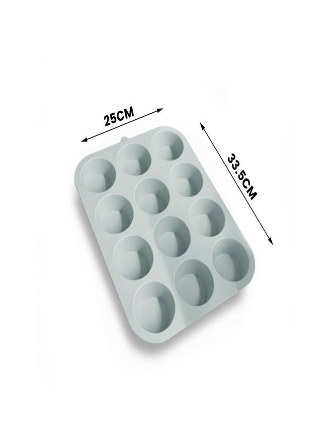 HS WORLD OF HORECA ESSENTIALS HS Silicone 12-Cavity Muffin & Cupcake Baking Tray - Non-Stick Flexible Silicone Mould for Cupcakes, Muffins, Desserts & Snacks - Oven, Microwave & Freezer Safe - Image 2