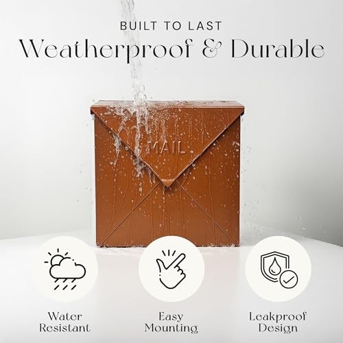 NACH Mailboxes for Outside Wall Mount, 10 x 10 x 4 inch Rustic Brown Mail Boxes for House Outside, Waterproof Mailboxes for Outside - Chicago Style Mail Box - Image 4