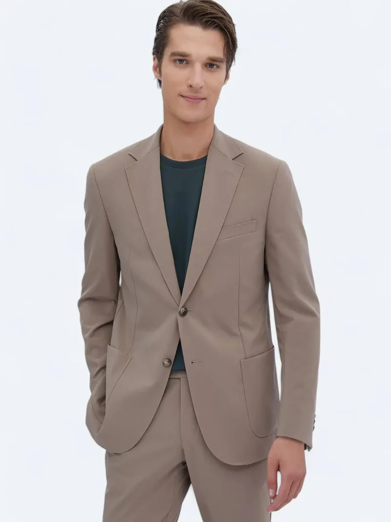 Kip Mink Plain Modern Fit Wrinkle Free Suit