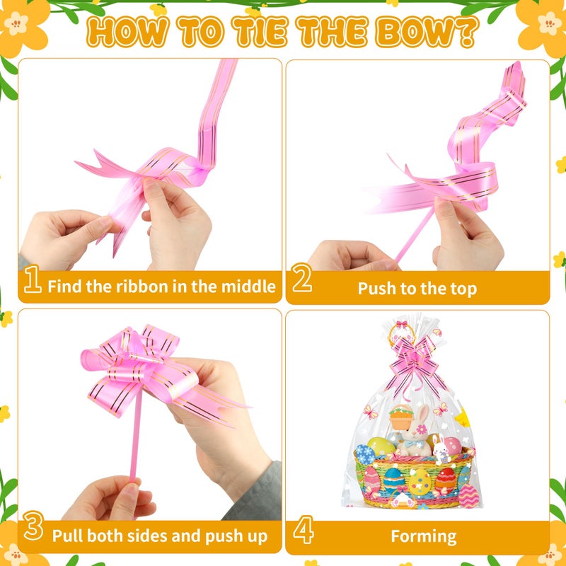 ZYLOP 10 Pack Easter Basket Bags with Bows, 20x28 Inch Large Cellophane Wrap for Gift Baskets, 2.8 Mil Thick Clear Plastic Wrapping, Big Cello Bag Set for Oversized Toys & Holiday Hampers - Image 4