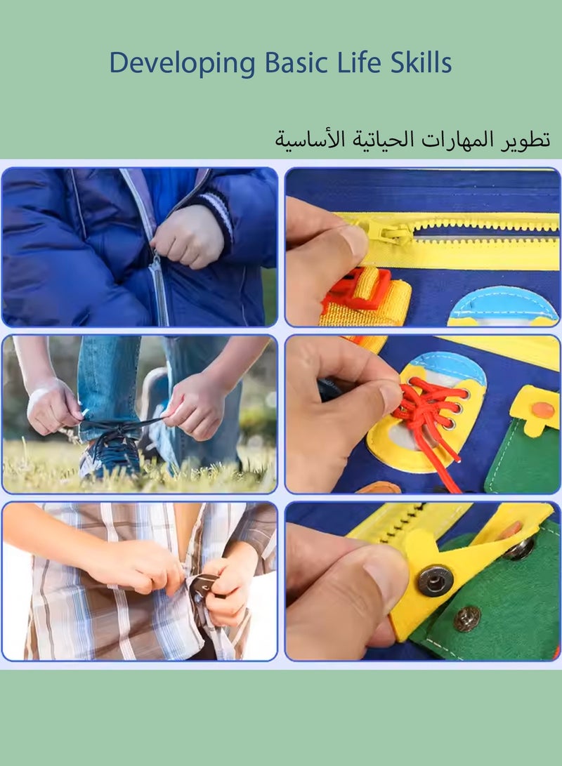 هاناميشي ألعاب Busy Board وألعاب Montessori ولوحة حسية لتنمية المهارات الحركية الدقيقة للأطفال الصغار وألعاب Busy Board وألعاب السفر للأطفال الصغار وألعاب ما قبل الروضة ولوحة تعلم التعليم المبكر المصنوعة من اللباد للأولاد والبنات - Image 3