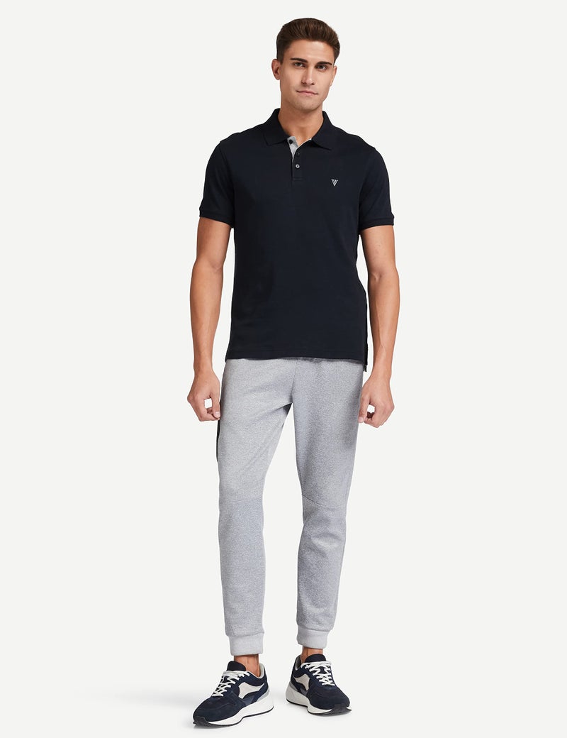 Van Heusen Athleisure Men Polo T-Shirt - Cotton Rich - Ultra Soft, Short Sleeve, Textured_60033_Black_XL - Image 2