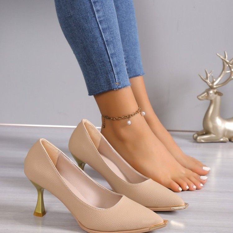 Internet Trendy Fashion High Heels Women'S 2024 Spring And French Girl'S All-Match Professional Stiletto Heel Pointed Single-Layer Shoes - Image 3
