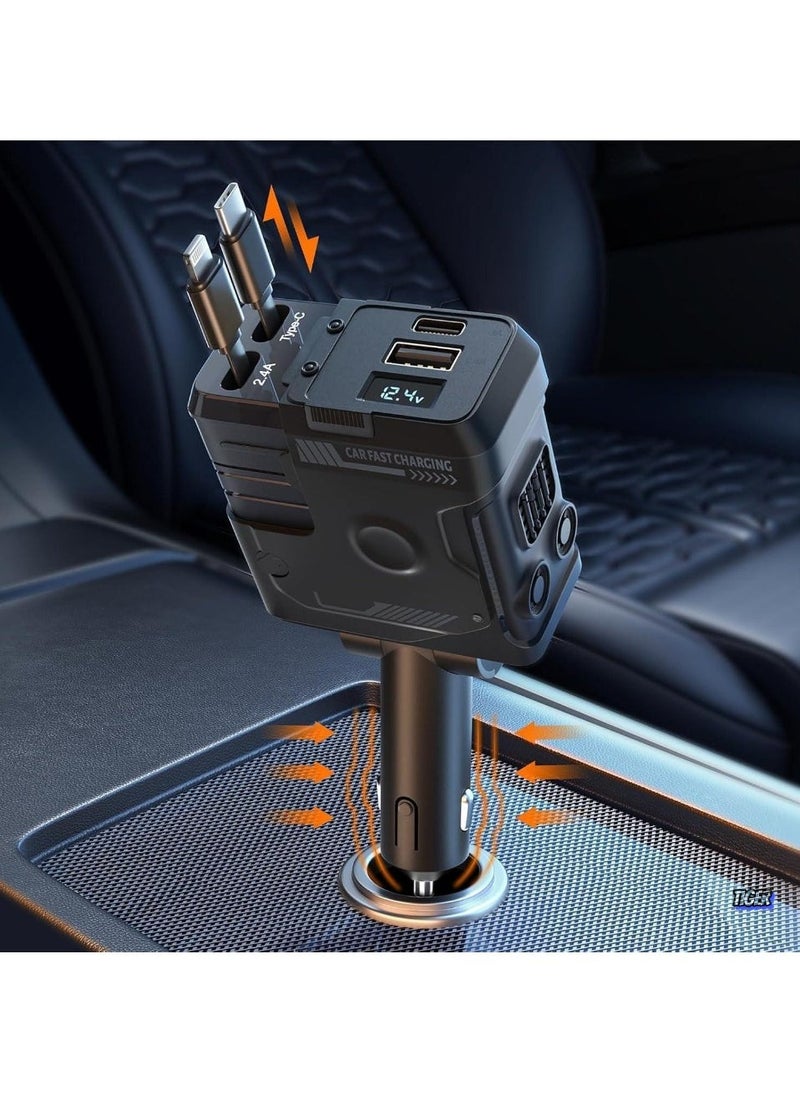 TIGER 120W Car Charger with 4 Ports, 4-in-1 Super Fast Car Phone Charger, 2 USB Ports Car Charger Adapter, Compatible with Multiple Brands (Black) – Fast Charging for Phones, Tablets, GPS, and More - Image 1