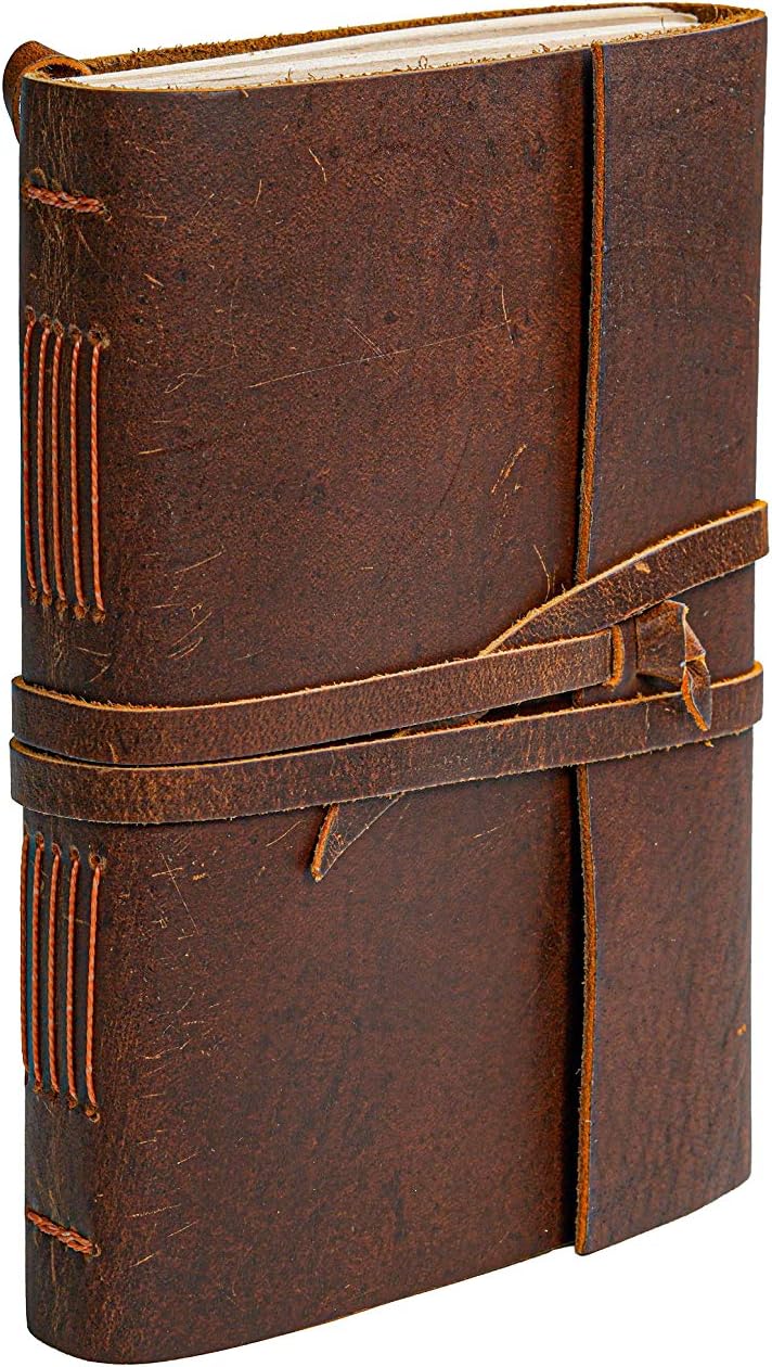 HLC Leather Journal Notebook（6x8 in）- Vintage Leather Bound Journals Handmade Rustic Finish Book for Men and Women Unlined Leather Craft Paper 300 Pages, Diary Pocket book To Write In - Image 5