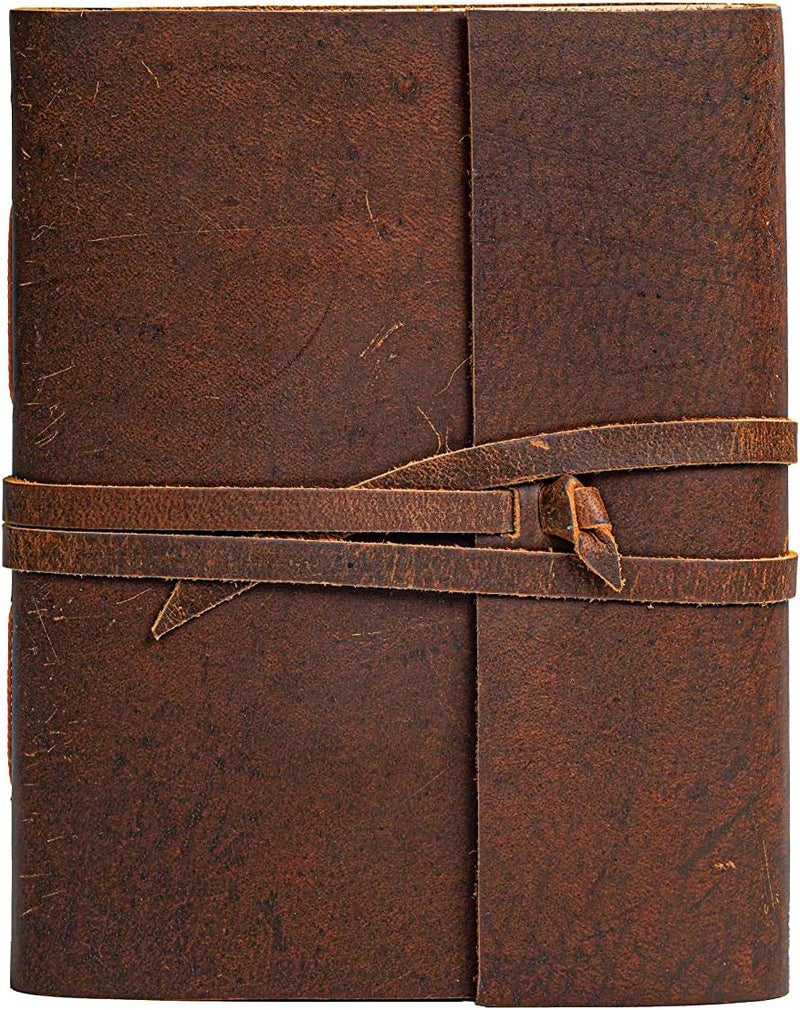 HLC Leather Journal Notebook（6x8 in）- Vintage Leather Bound Journals Handmade Rustic Finish Book for Men and Women Unlined Leather Craft Paper 300 Pages, Diary Pocket book To Write In - Image 4