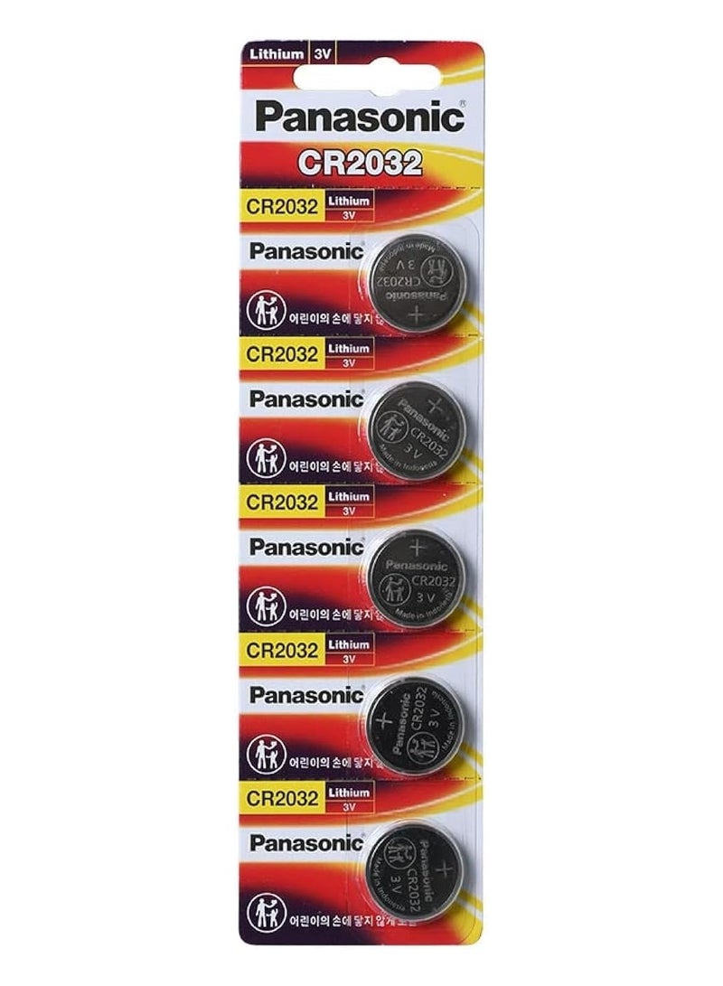 Panasonic 5 Pieces CR2032 Lithium 3V Coin Cell Battery