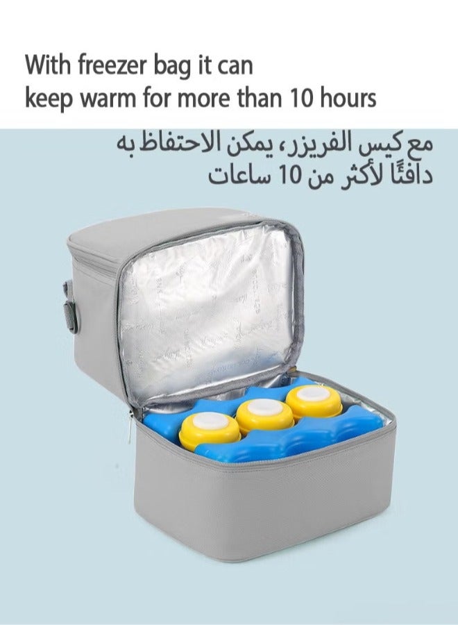 LCAREMOM Breast Pump Bag and Milk Storage Bag Set, Cooler and Moistureproof Compartments, Fits Common Breast Pumps, Pump Bag or Bottle for Work, Travel and Family Use (Gray) - Image 4