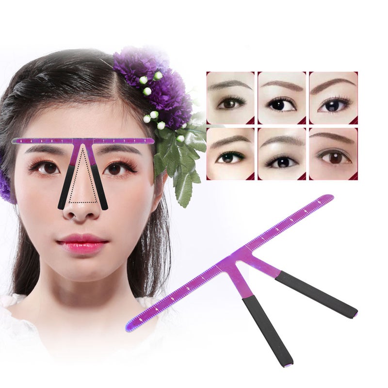 Permanent Eyebrow Makeup Ruler Reusable Tattoo Shaping Measure Tool Purple - Image 3