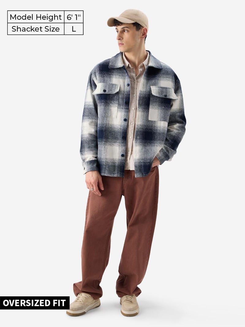 The Souled Store Plaid Originals: Arctic Men and Boys Long Sleeve Collared Neck Button Front Cotton Oversized Fit Flannel Shackets - Image 2