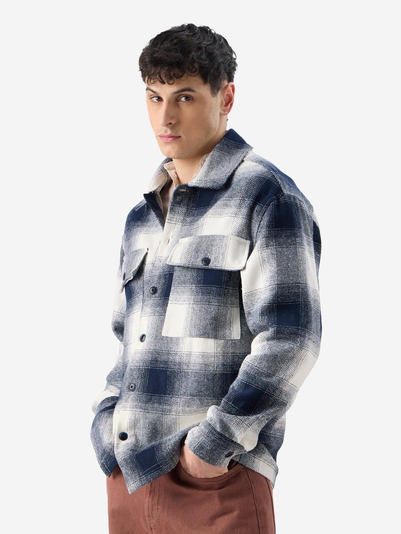 The Souled Store Plaid Originals: Arctic Men and Boys Long Sleeve Collared Neck Button Front Cotton Oversized Fit Flannel Shackets - Image 3