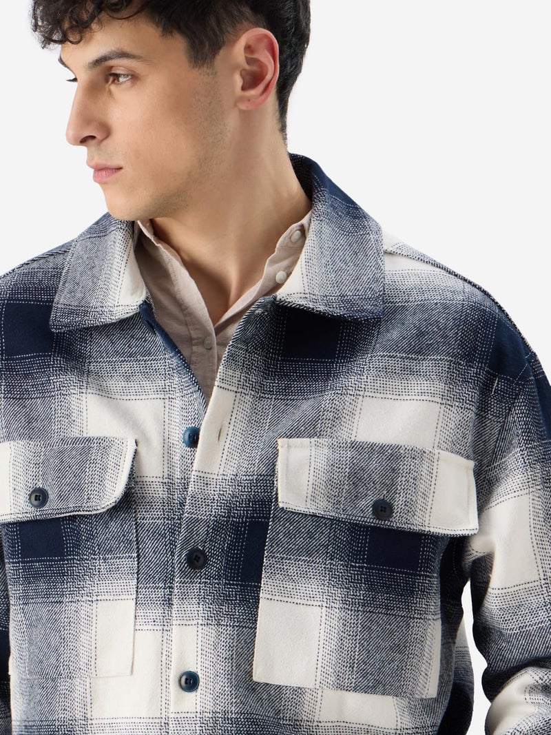The Souled Store Plaid Originals: Arctic Men and Boys Long Sleeve Collared Neck Button Front Cotton Oversized Fit Flannel Shackets - Image 5