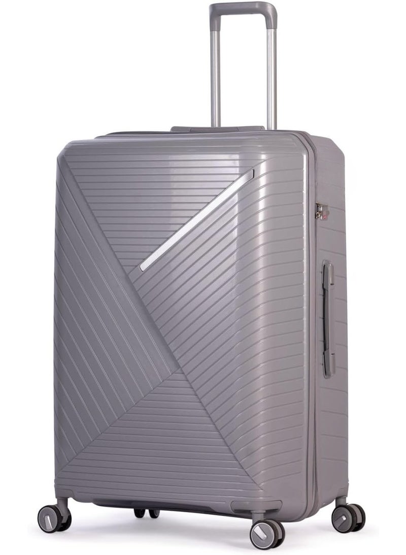 80cm Travel Luggage with Spinner Wheels – Large Size (L) – Grey Hard Shell Trolley Suitcase - Image 1