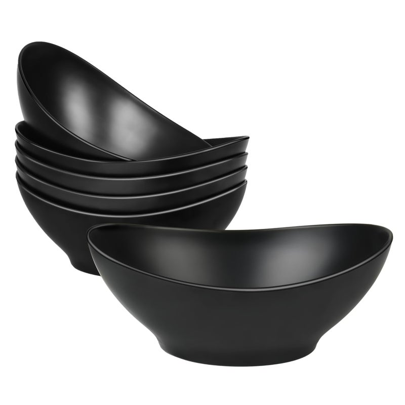 GEHE Salad Bowls 34oz 88 Large Serving Bowls Bamboo Fiber Salad Bowls Set of 6 Black Oval Bowls for Salad Pasta Soup Snacks FruitsPrepLightweight and Stackable Ideal for Home and Resturant