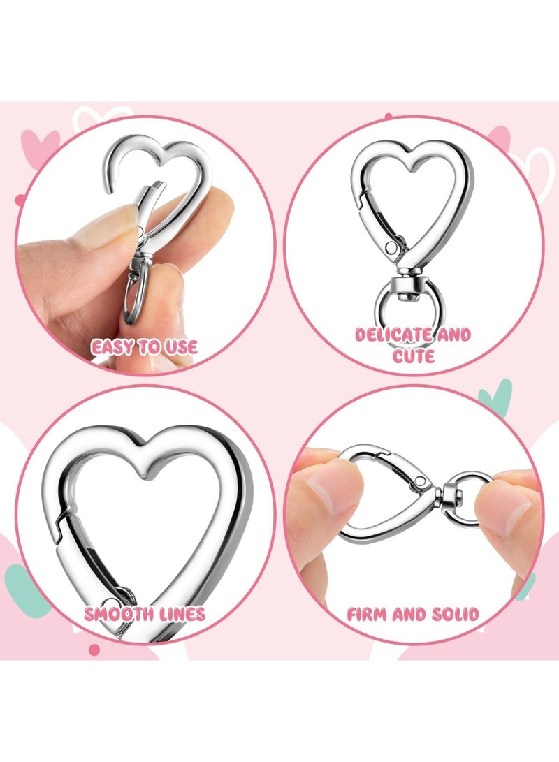 سيوسي Metal Heart Shape Keychain, Sliver Heart Carabiner Clips for Keys, Snap Hook Keychain Clip for Wristlets,Small items, Card Holders and Picture Keychains (20pcs, Bulk Pack, Sliver) - Image 2