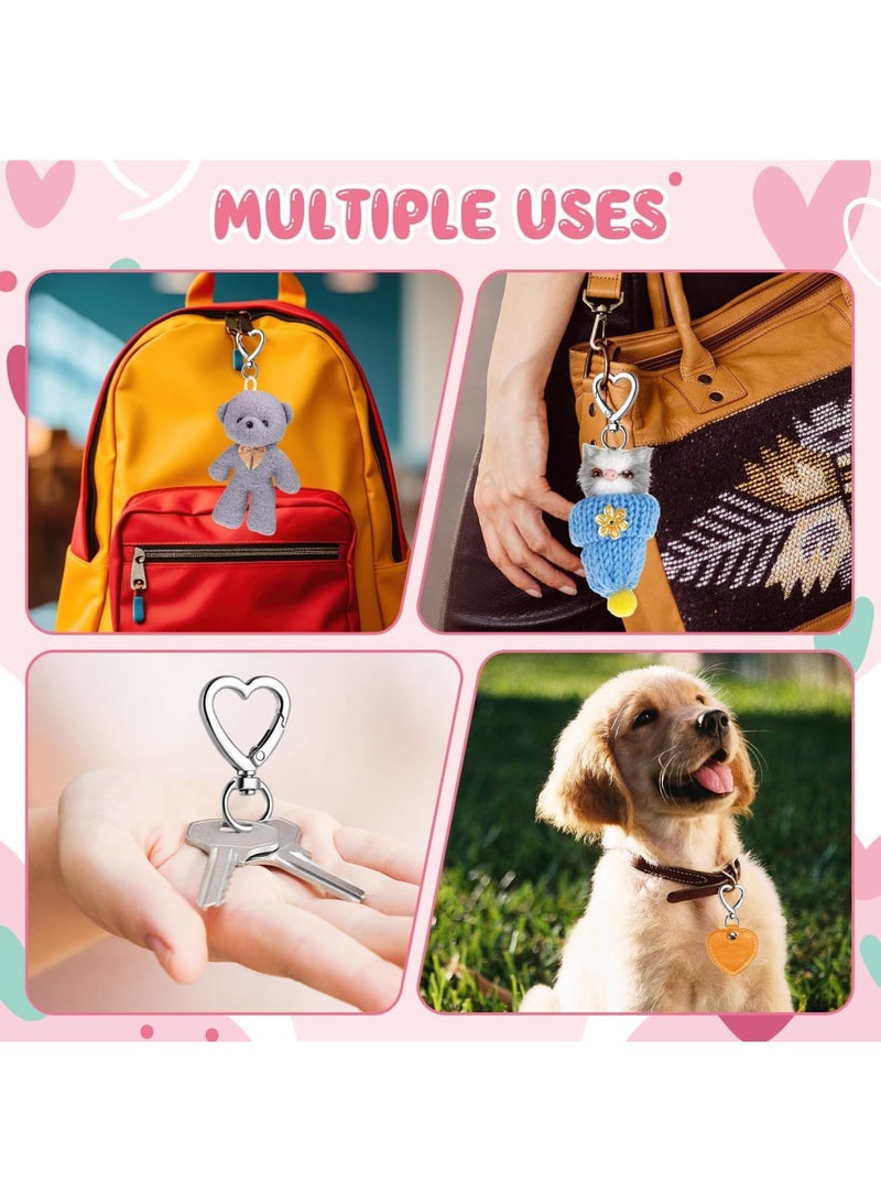 سيوسي Metal Heart Shape Keychain, Sliver Heart Carabiner Clips for Keys, Snap Hook Keychain Clip for Wristlets,Small items, Card Holders and Picture Keychains (20pcs, Bulk Pack, Sliver) - Image 4