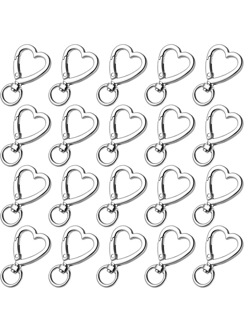 سيوسي Metal Heart Shape Keychain, Sliver Heart Carabiner Clips for Keys, Snap Hook Keychain Clip for Wristlets,Small items, Card Holders and Picture Keychains (20pcs, Bulk Pack, Sliver) - Image 1
