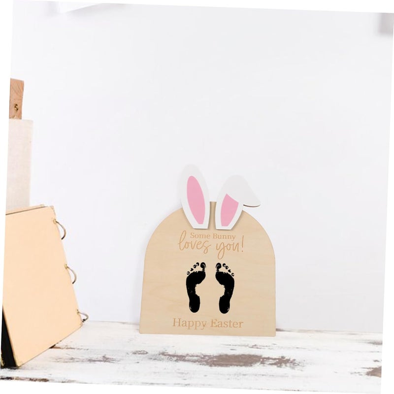 Hand and Footprint Kit with Bunny Design DIY Ornament for Newborn Keepsake Wooden Plaque for First Easter Celebration Adorable Footprint Memory Decor - Image 5